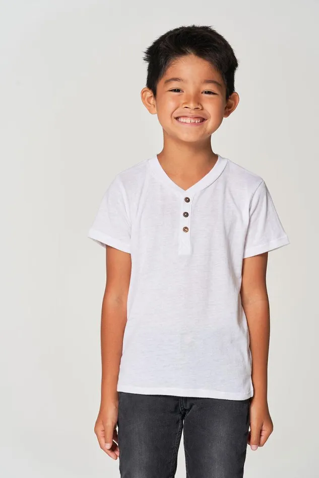 Kids Chaser Brand Boys Boys Bella Jersey Short Sleeve Henley With Cocount Buttons