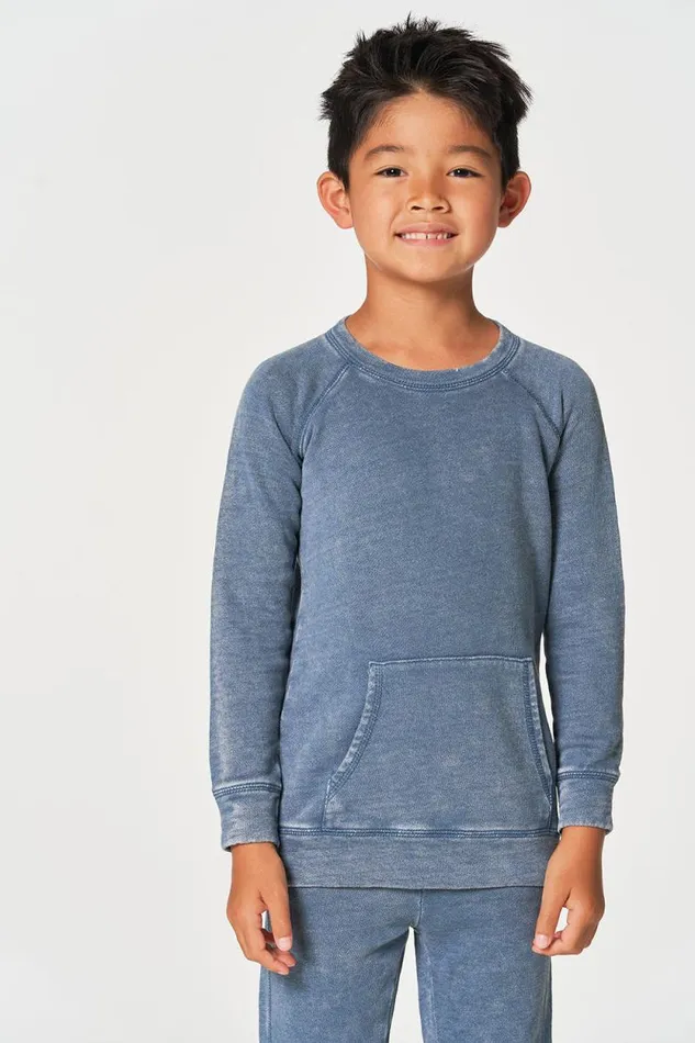 Kids Chaser Brand Boys Boys Linen French Terry Long Sleeve Kanga Pocket Pullover