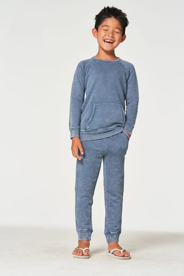 Kids Chaser Brand Boys Boys Linen French Terry Long Sleeve Kanga Pocket Pullover