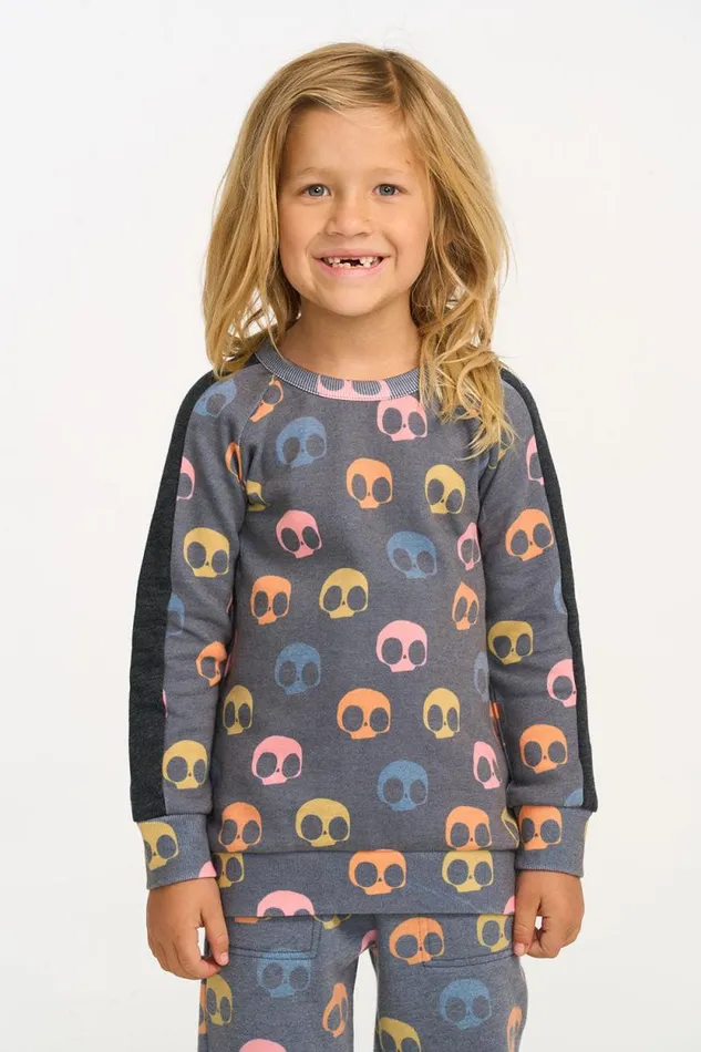 Kids Chaser Brand Boys Skull Candy Vintage Fleece Pullover