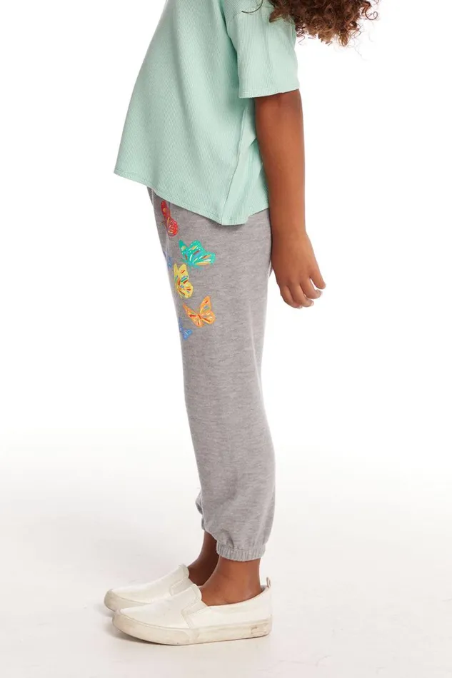 Kids Chaser Brand Girls Butterflies Girls Cozy Knit Sweatpant