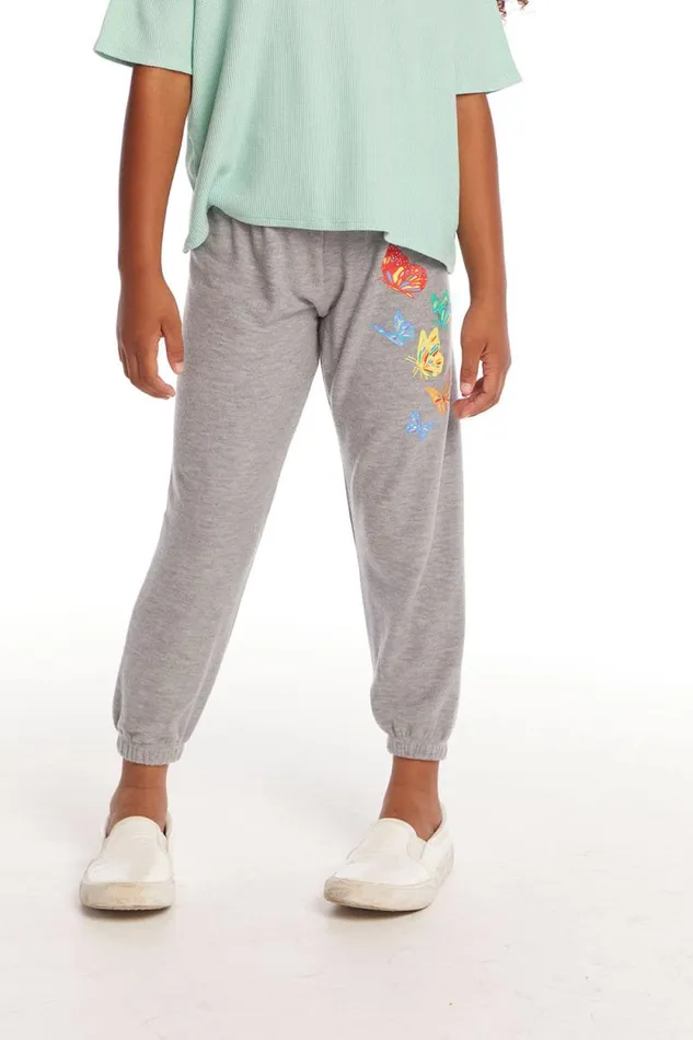 Kids Chaser Brand Girls Butterflies Girls Cozy Knit Sweatpant