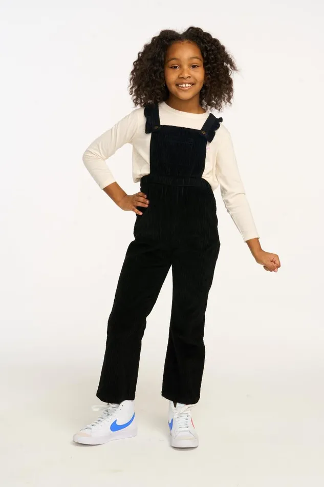 Kids Chaser Brand Girls Fairy Overall Raven Black Corduroy