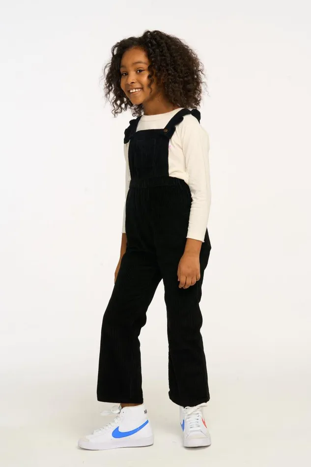 Kids Chaser Brand Girls Fairy Overall Raven Black Corduroy