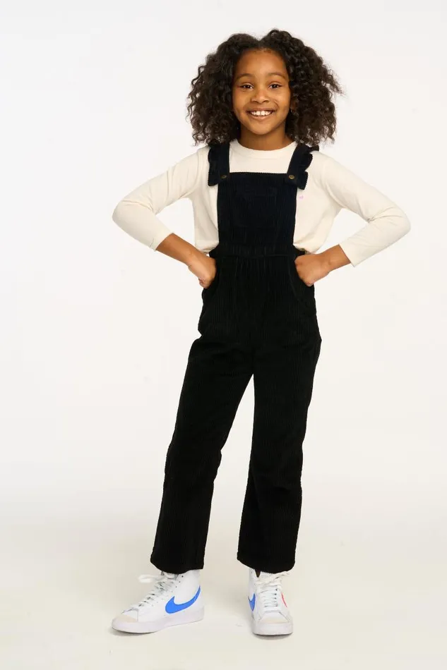 Kids Chaser Brand Girls Fairy Overall Raven Black Corduroy