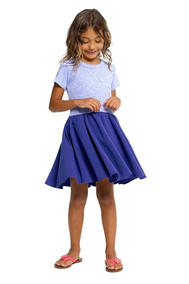 Kids Chaser Brand Girls Girls Heirloom Wovens And Linen Rib Short Sleeve Twirl Dress
