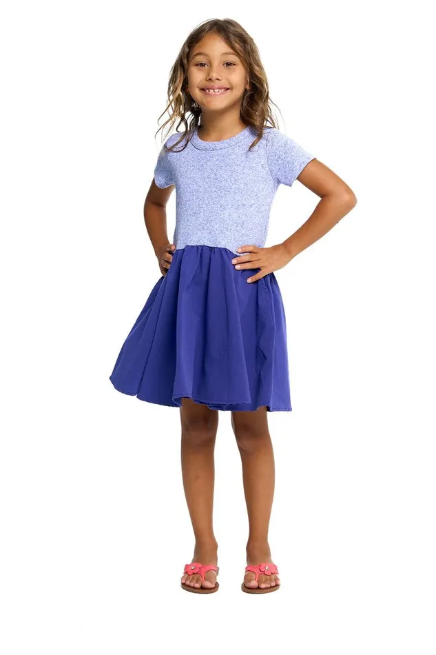 Kids Chaser Brand Girls Girls Heirloom Wovens And Linen Rib Short Sleeve Twirl Dress