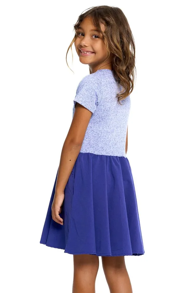 Kids Chaser Brand Girls Girls Heirloom Wovens And Linen Rib Short Sleeve Twirl Dress