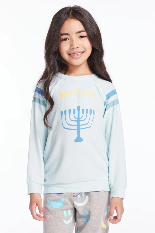 Kids Chaser Brand Girls Hanukkah Sparkle Girls Pullover