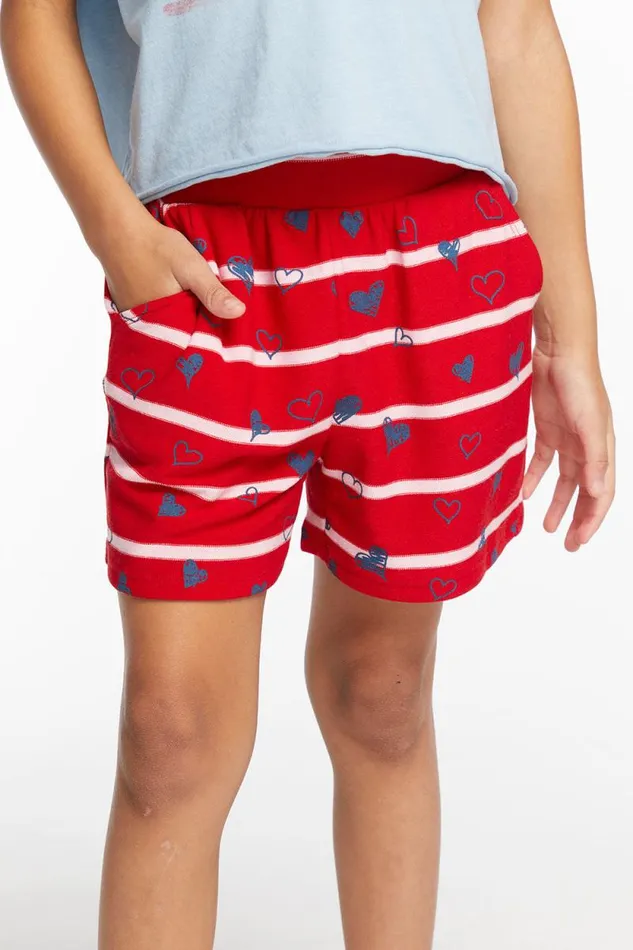 Kids Chaser Brand Girls Heart Stripe Girls Shorts