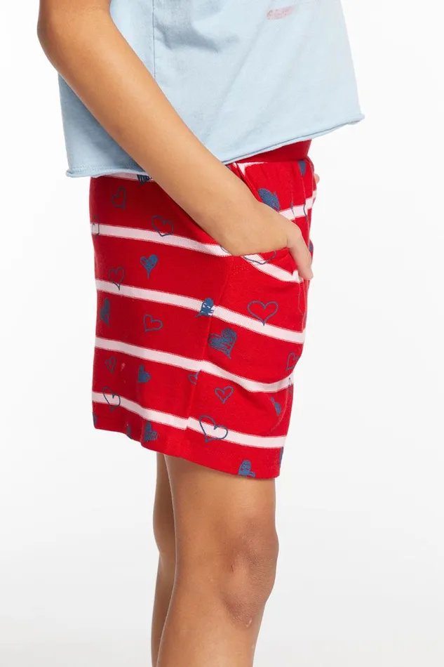 Kids Chaser Brand Girls Heart Stripe Girls Shorts
