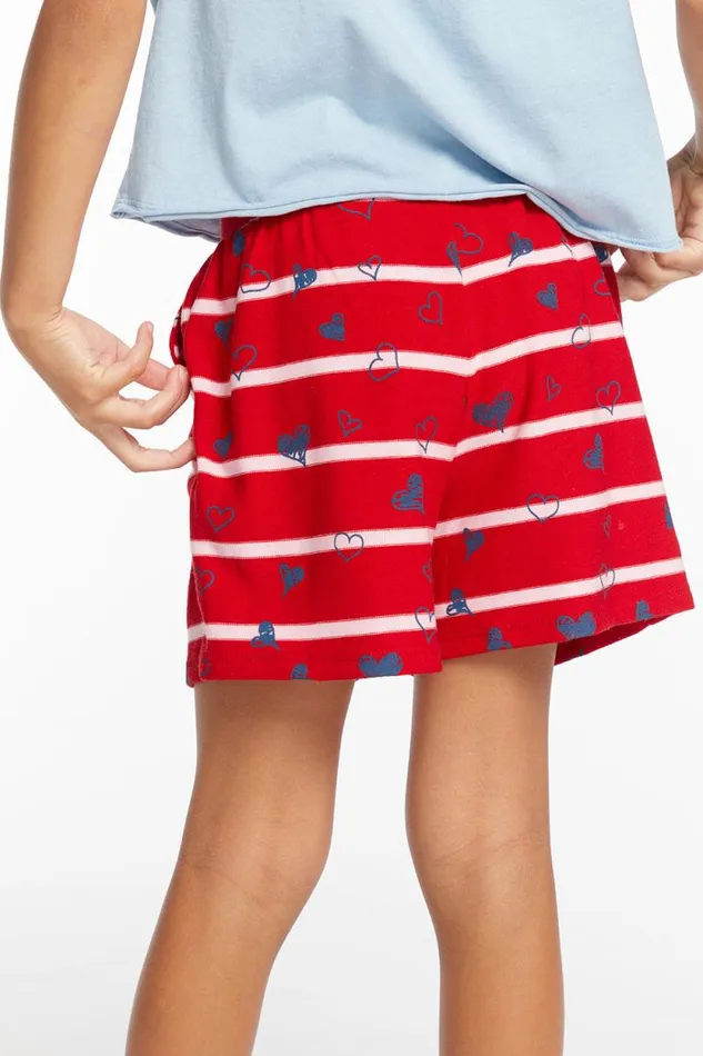 Kids Chaser Brand Girls Heart Stripe Girls Shorts