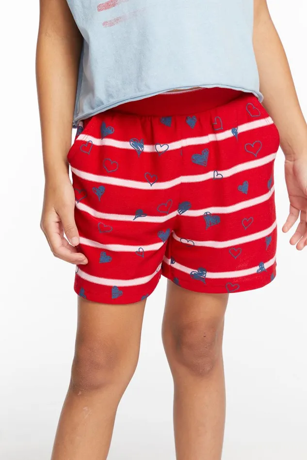 Kids Chaser Brand Girls Heart Stripe Girls Shorts