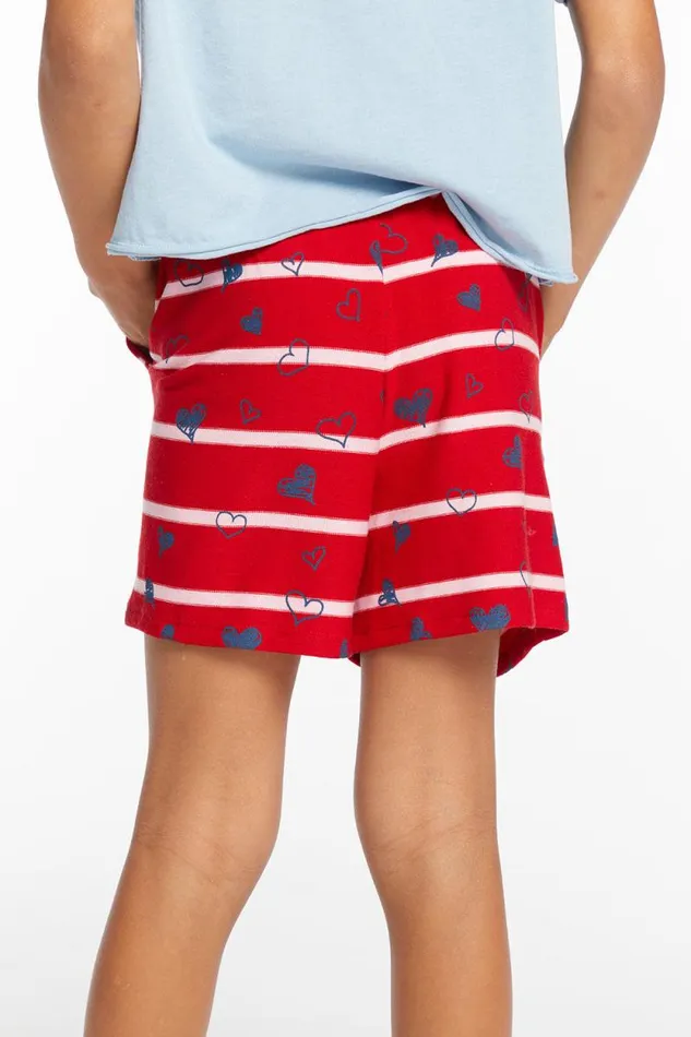 Kids Chaser Brand Girls Heart Stripe Girls Shorts