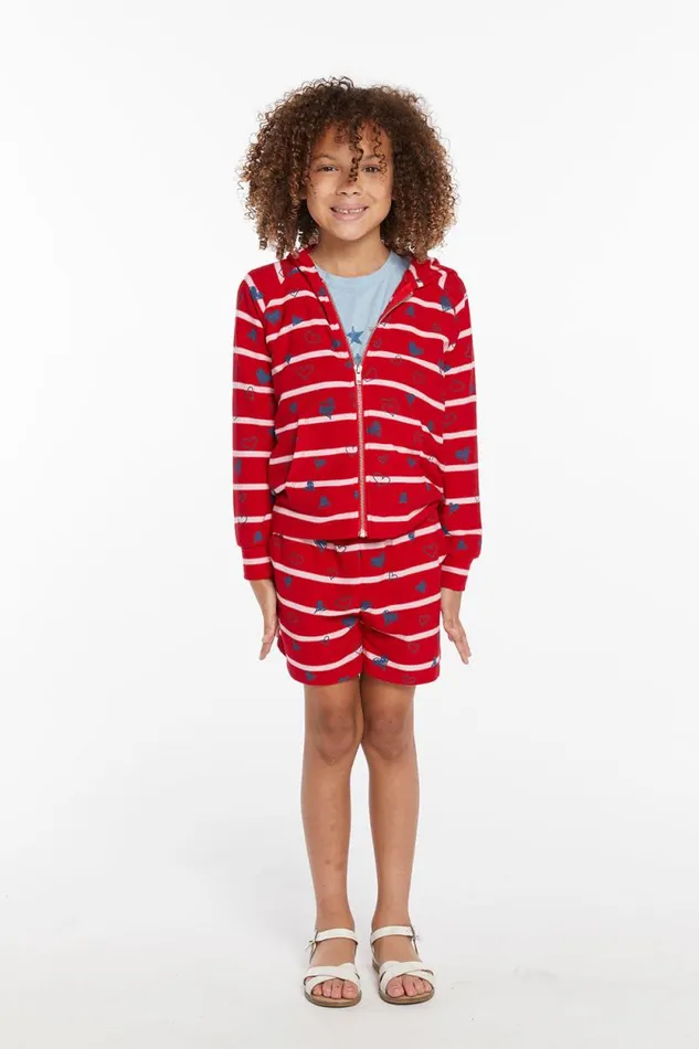 Kids Chaser Brand Girls Heart Stripe Girls Shorts
