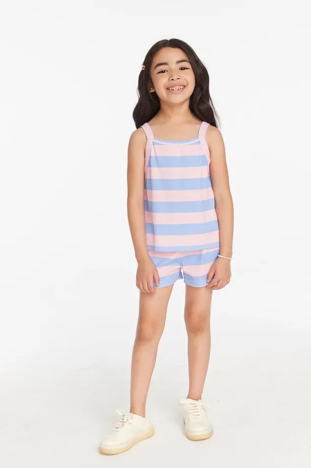 Kids Chaser Brand Girls Mae Bubblegum Stripe Girls Tank Top