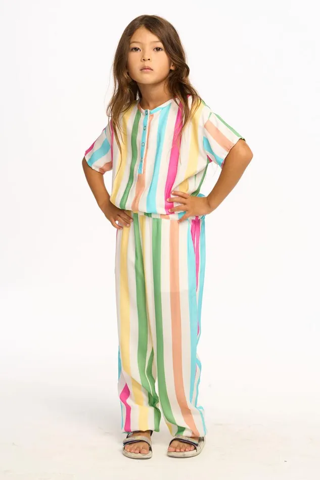 Kids Chaser Brand Girls Multi Color Stripe Jumpsuit