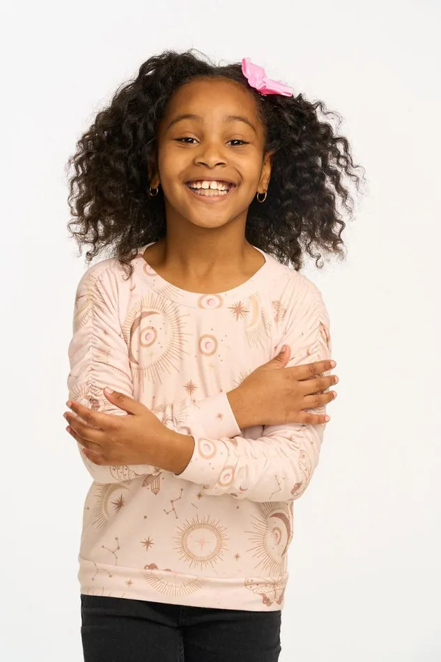 Kids Chaser Brand Girls Mystical Sky Shirred Cozy Knit Pullover