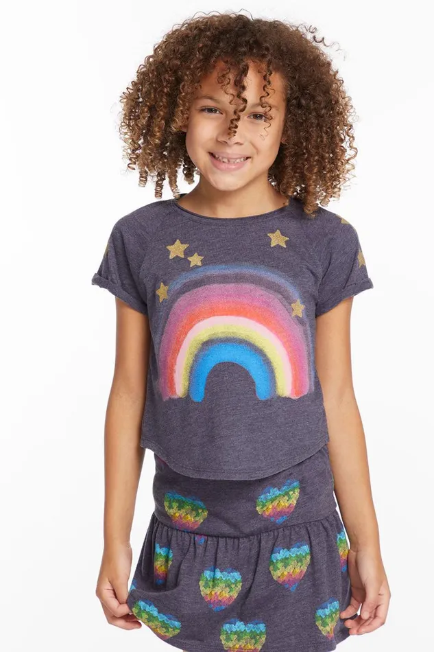 Kids Chaser Brand Girls Painted Rainbow Girls Tee