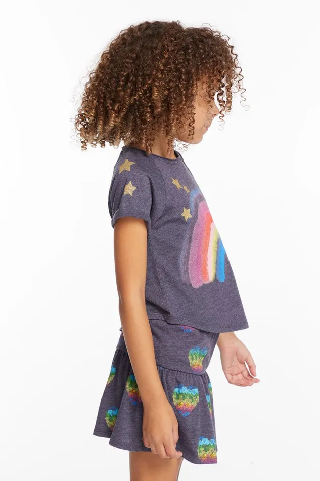 Kids Chaser Brand Girls Painted Rainbow Girls Tee