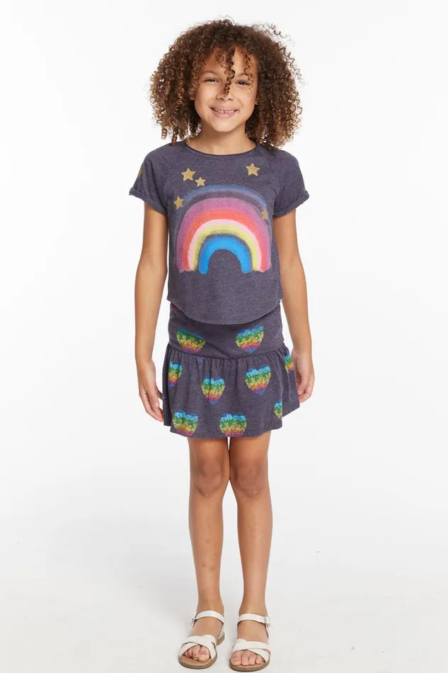Kids Chaser Brand Girls Painted Rainbow Girls Tee