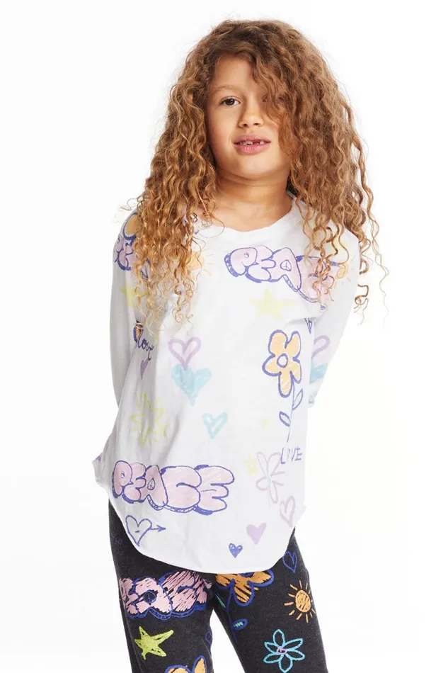 Kids Chaser Brand Girls Peace and Love Girls Long Sleeve