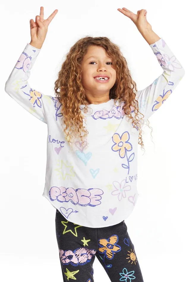 Kids Chaser Brand Girls Peace and Love Girls Long Sleeve