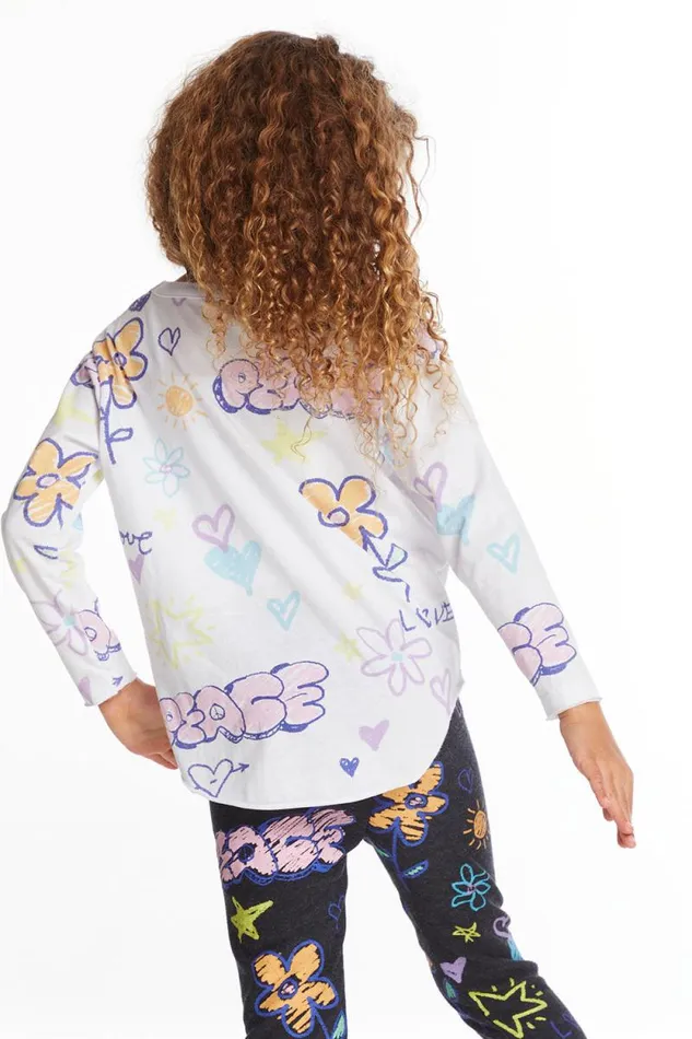 Kids Chaser Brand Girls Peace and Love Girls Long Sleeve