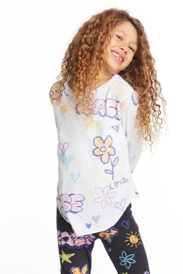 Kids Chaser Brand Girls Peace and Love Girls Long Sleeve