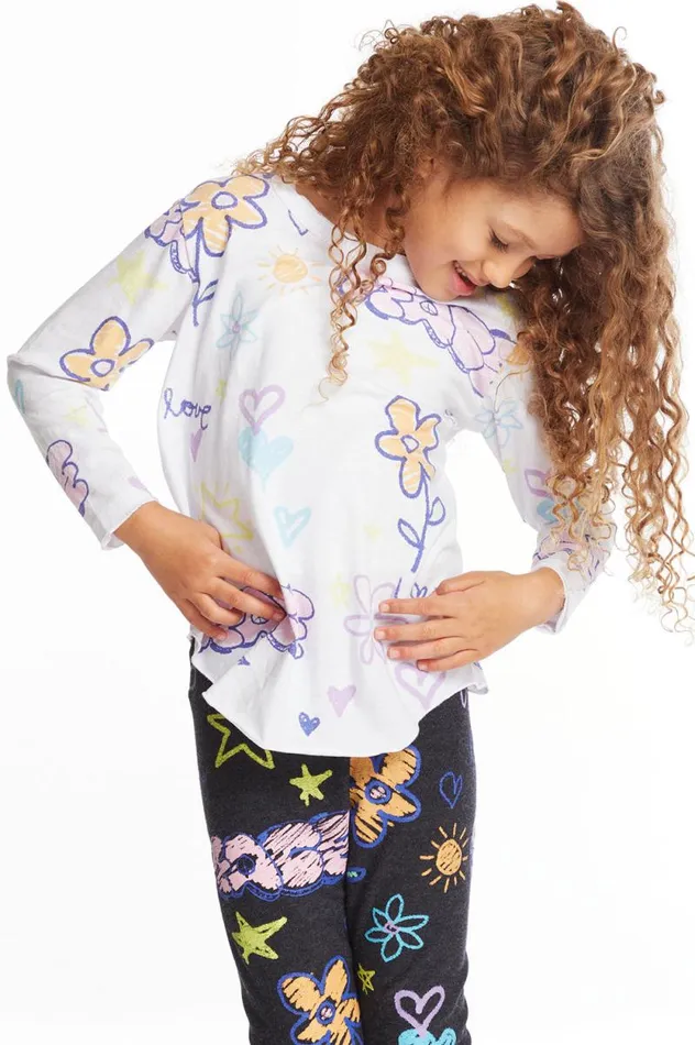 Kids Chaser Brand Girls Peace and Love Girls Long Sleeve