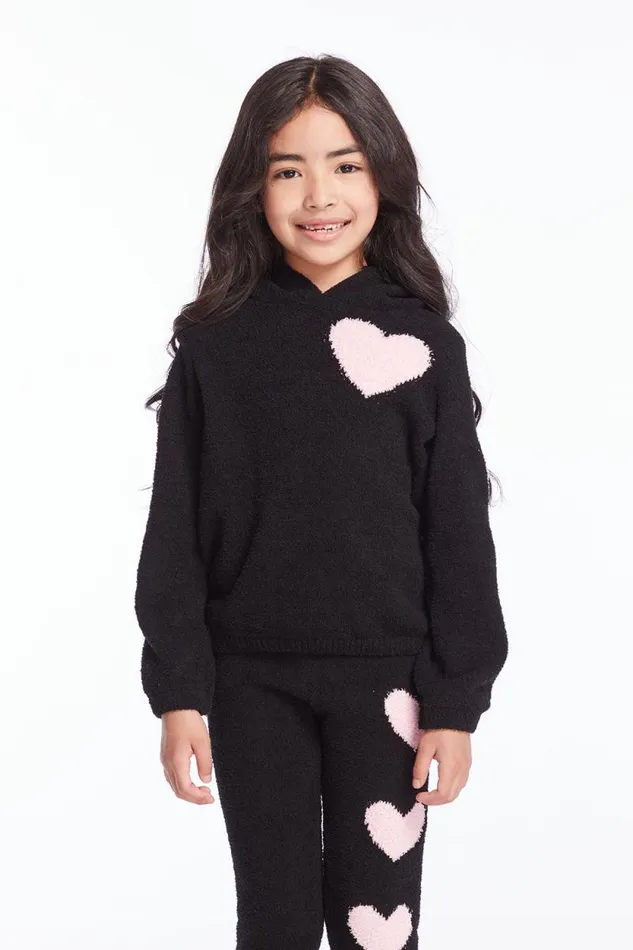 Kids Chaser Brand Girls Sweetie Semi Cropped Shirred Girls Pullover Hoodie