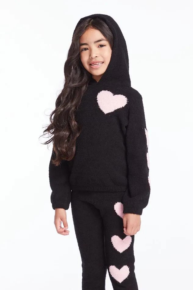 Kids Chaser Brand Girls Sweetie Semi Cropped Shirred Girls Pullover Hoodie