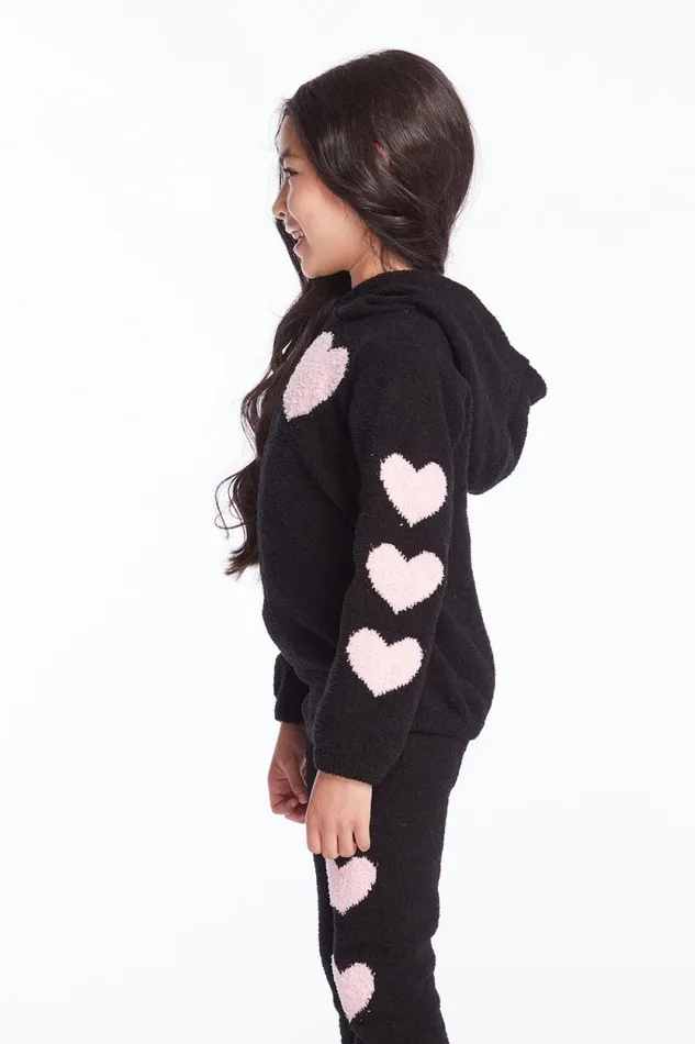 Kids Chaser Brand Girls Sweetie Semi Cropped Shirred Girls Pullover Hoodie