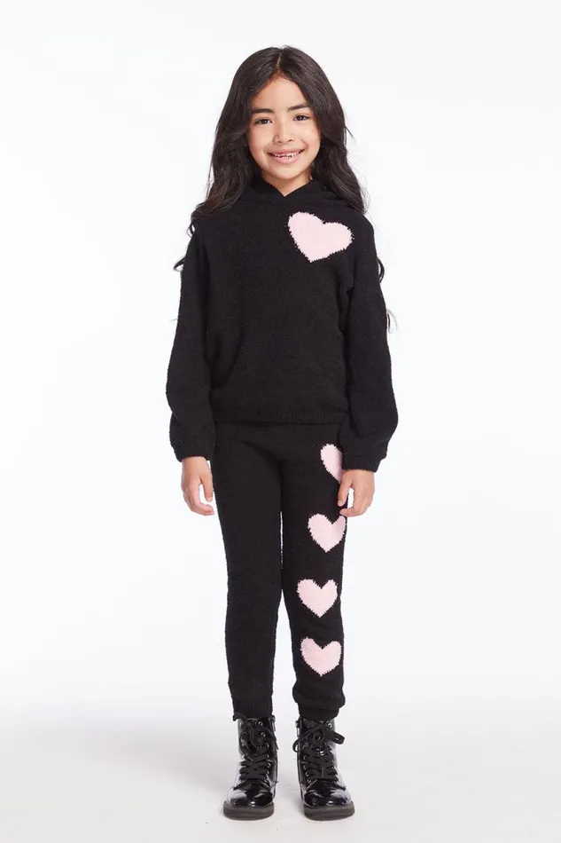 Kids Chaser Brand Girls Sweetie Semi Cropped Shirred Girls Pullover Hoodie