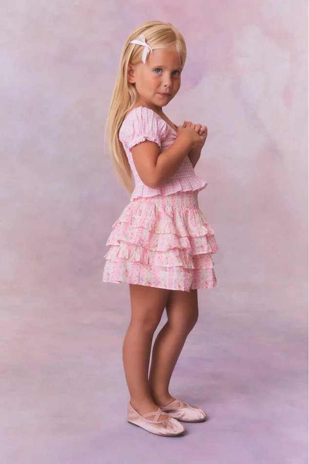 Kids LoveShackFancy Girls Girls Fragrance Print Cotton Billie Skirt Strawberry Macaroon Kids LoveShackFancy Girls Girls Fragrance Print Cotton Billie Skirt Strawberry Macaroon