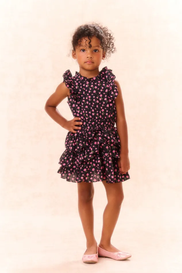 Kids LoveShackFancy Girls Girls Janelly Cotton Floral Dress Pink Noir