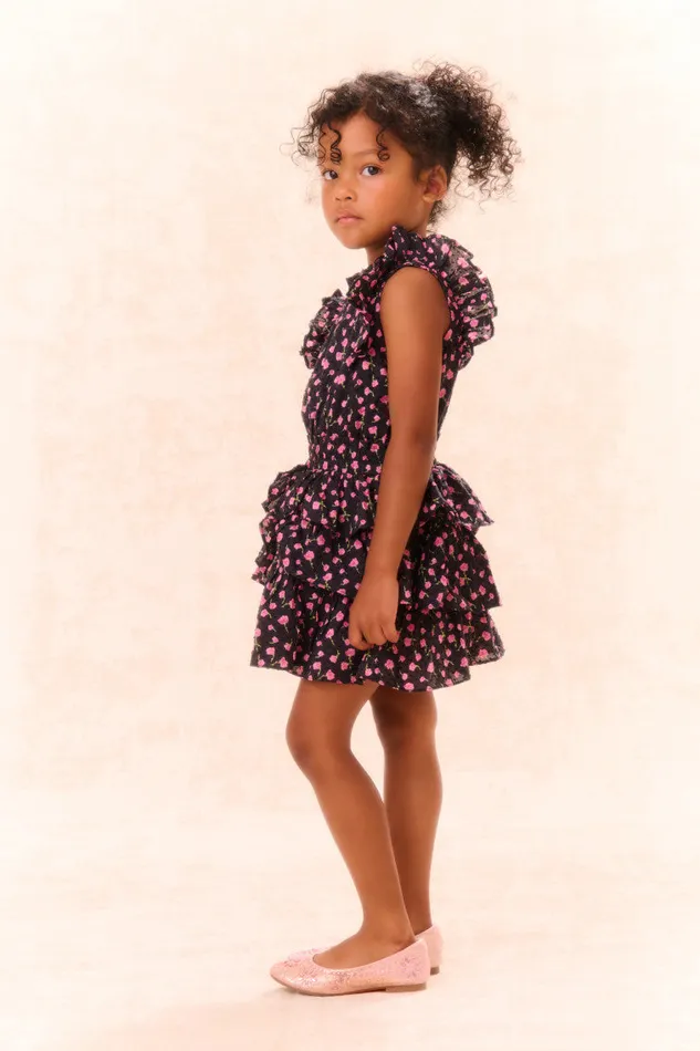 Kids LoveShackFancy Girls Girls Janelly Cotton Floral Dress Pink Noir
