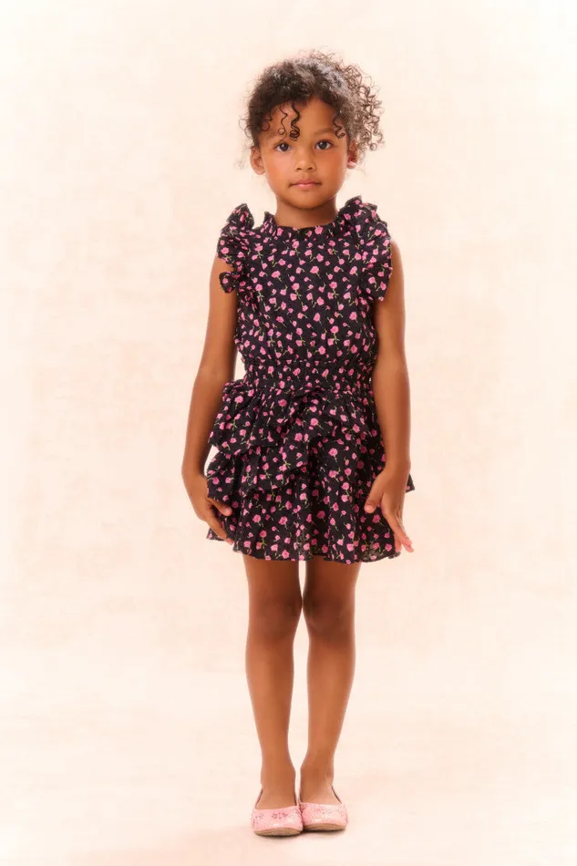 Kids LoveShackFancy Girls Girls Janelly Cotton Floral Dress Pink Noir