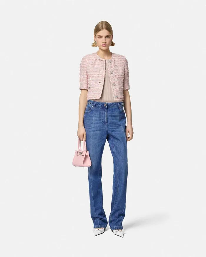 Knit Tank Top Light Pink Women Versace Shirts and Tops