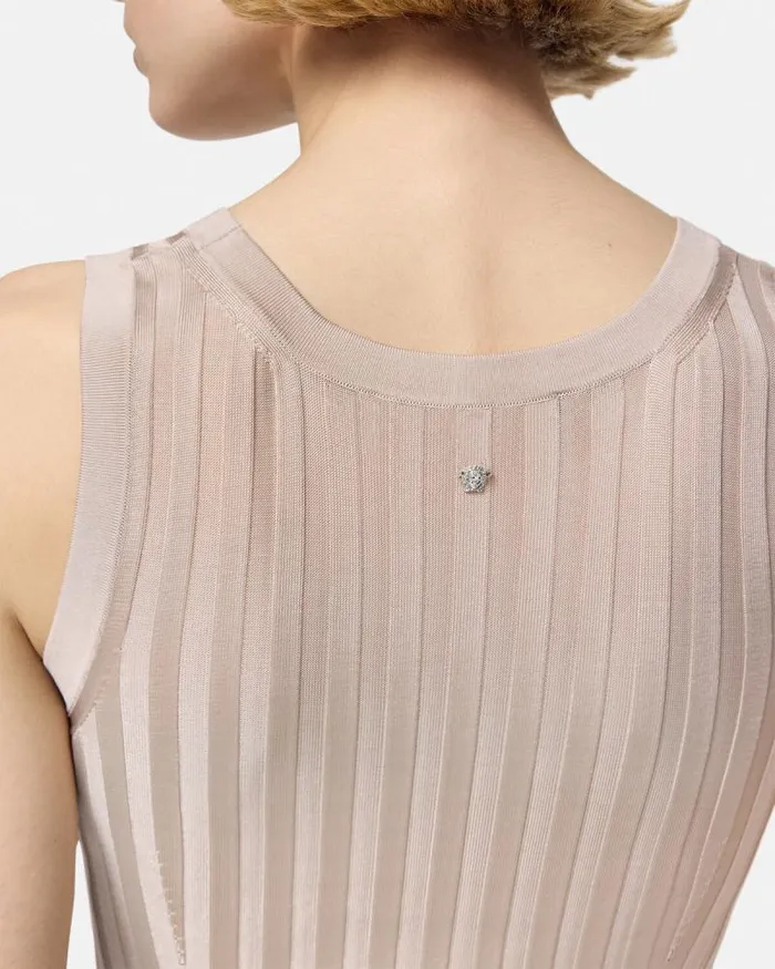 Knit Tank Top Light Pink Women Versace Shirts and Tops