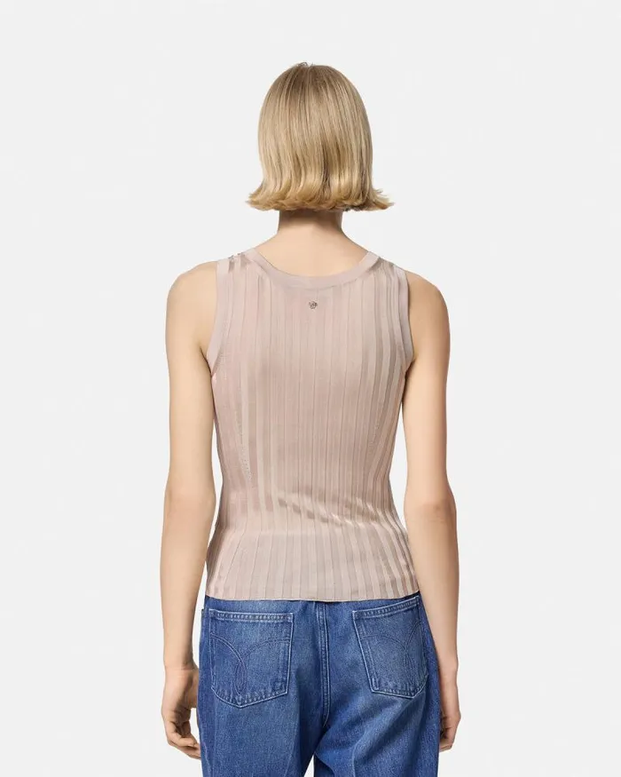 Knit Tank Top Light Pink Women Versace Shirts and Tops