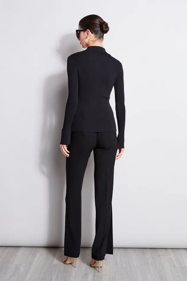 Knits and Sweaters Women Elie Tahari Long Sleeve Polo Sweater BLACK