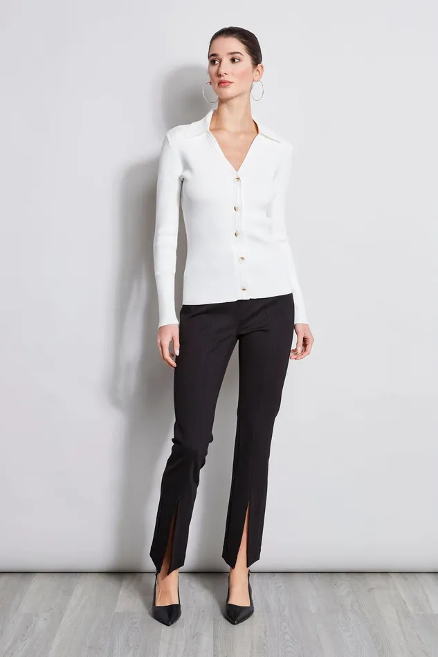 Knits and Sweaters Women Elie Tahari Rib Collared Cardigan Sky White Knits and Sweaters Women Elie Tahari Rib Collared Cardigan Sky White