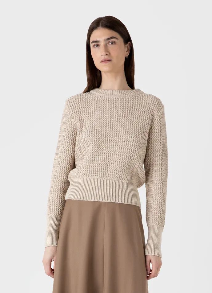 Knitwear Cotton Stitch Jumper Ecru Twist ussunspel Women