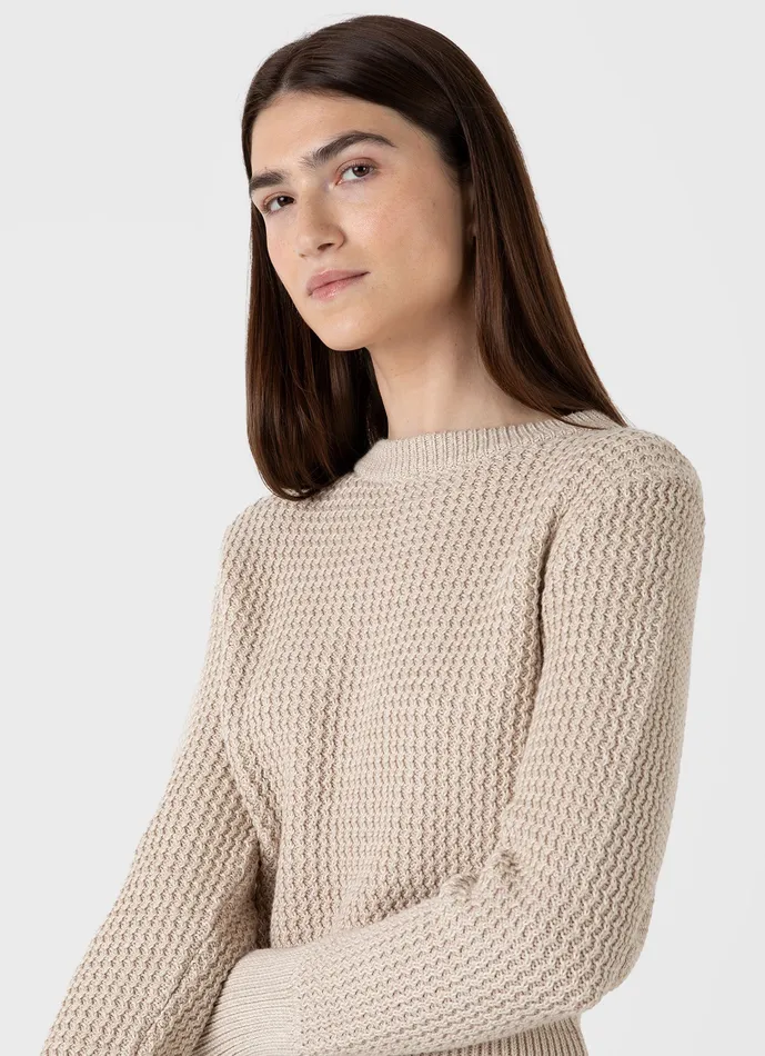 Knitwear Cotton Stitch Jumper Ecru Twist ussunspel Women Knitwear Cotton Stitch Jumper Ecru Twist ussunspel Women