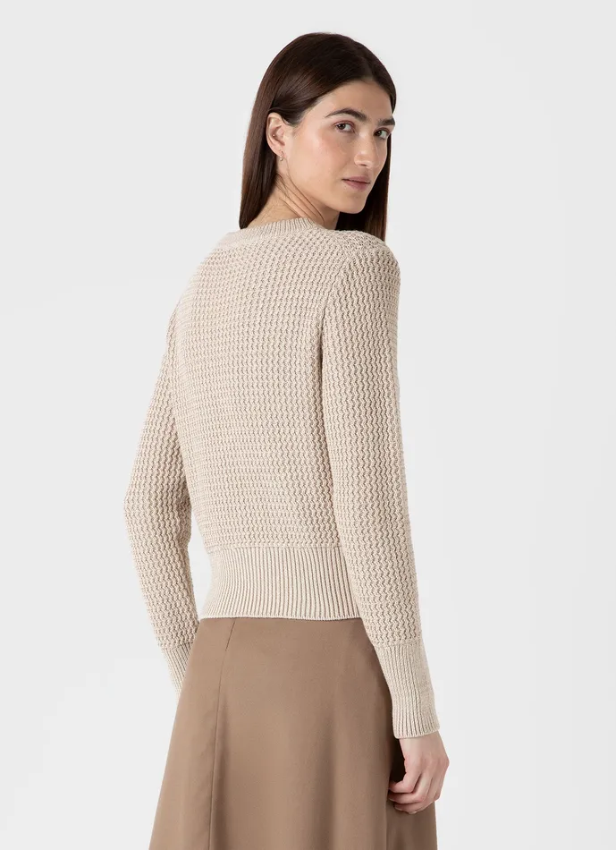 Knitwear Cotton Stitch Jumper Ecru Twist ussunspel Women Knitwear Cotton Stitch Jumper Ecru Twist ussunspel Women