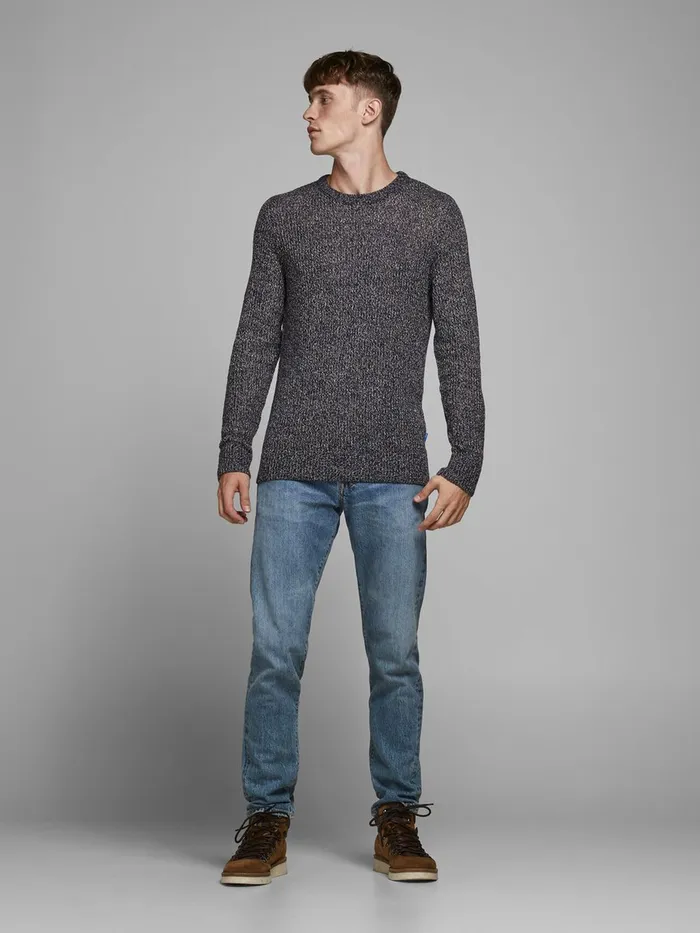 Knitwear JACK and JONES Mens CREW NECK KNITTED PULLOVER Grey Sky Captain Gift 4 You