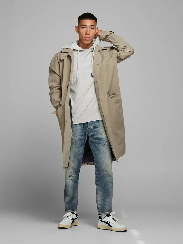 Knitwear JACK and JONES Mens KNITTED HOODIE Grey Light Grey Melange For Sale