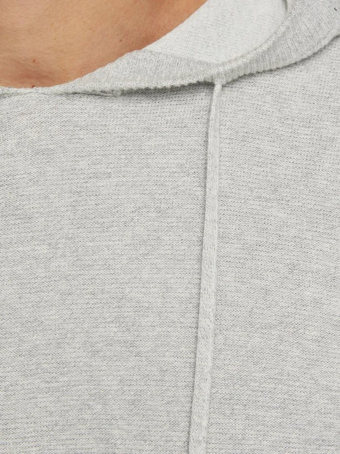 Knitwear JACK and JONES Mens KNITTED HOODIE Grey Light Grey Melange For Sale
