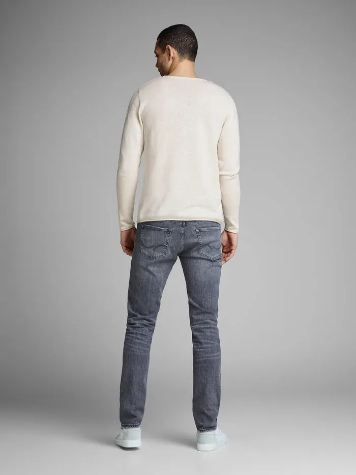 Knitwear JACK and JONES Mens LINEN BLEND KNITTED PULLOVER White Jet Stream Gift for Friend